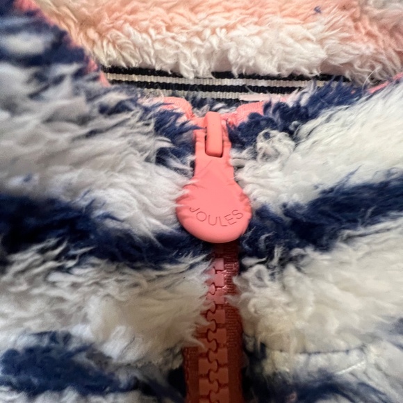 Joules Girls Fleece Quarter Zip Sweater Striped Sherpa Cozy Winter Sz 9-10 Y - Picture 2 of 13